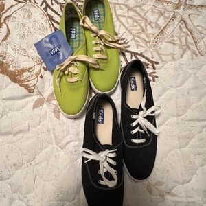 Keds Lime Green and Black Lace-Up Sneakers